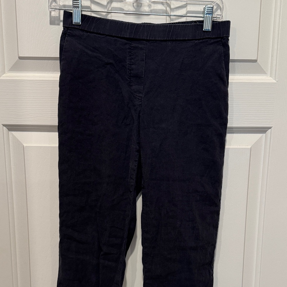 Theory Black Linen Blend Crop Pants